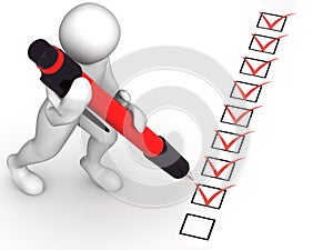 Man with pen and questionnaire