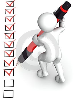 Man with pen and questionnaire