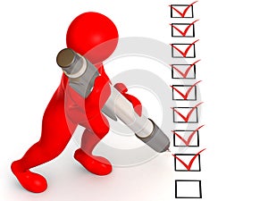 Man with pen and questionnaire