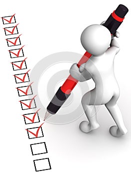 Man with pen and questionnaire