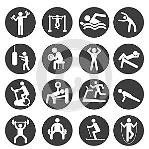 Man People Athletic Gym Gymnasium Body Building Exercise Healthy Training Workout Sign Symbol Pictogram Icon