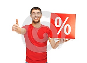 Man with percent sign