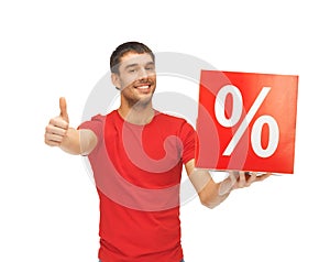 Man with percent sign