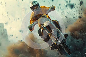 Man Performing Aerial Dirt Bike Stunt