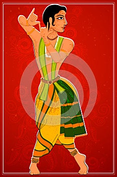 Man performing Bharatanatyam classical dance of Tamil Nadu, India