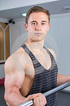 Man performing biceps workout