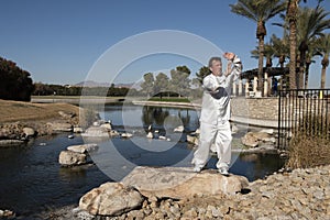 Man Performing Tai Chi on rock