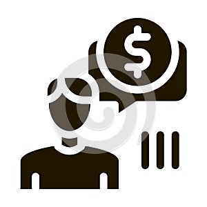 Man Persistently Waiting for Salary Icon Vector Glyph Illustration