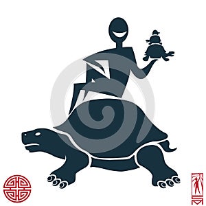 The character on the shell of the turtle