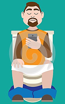 Man on Phone in Bathroom