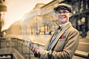 Man with phone photo