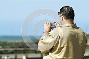 Man photographing view