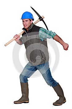 Man with pick-axe