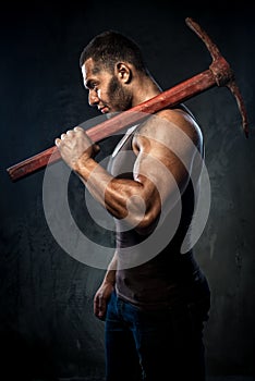 Man with pickaxe photo