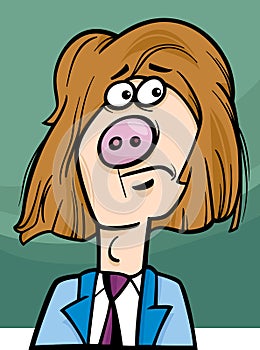 Man with pig snout cartoon illustration