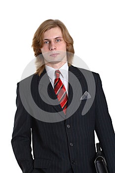 Man in pinstriped suit