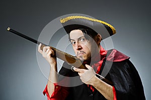 The man pirate against dark background