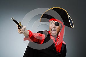 The man pirate against dark background