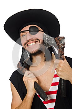 The man pirate isolated on the white background