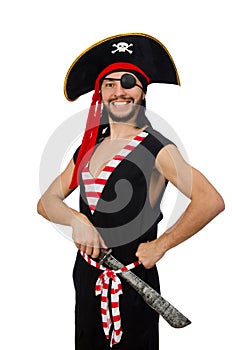 The man pirate on the white background