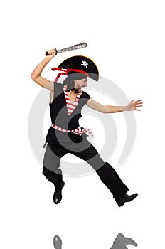 The man pirate on the white background