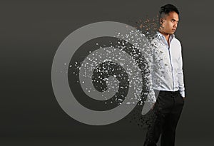Man with pixel dispersion effect