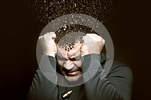 Man with pixel dispersion effect photo