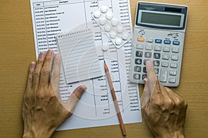 Man planning monthly budget, Finance