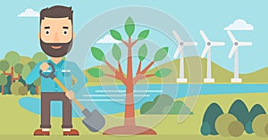 Man plants tree. photo
