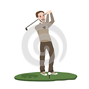 Man play golf swing course illustration swing flat