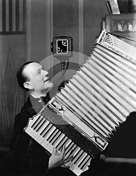 Man playing accordion