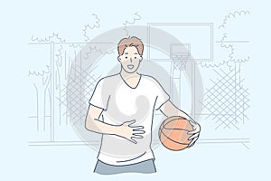 Man playing basketball concept