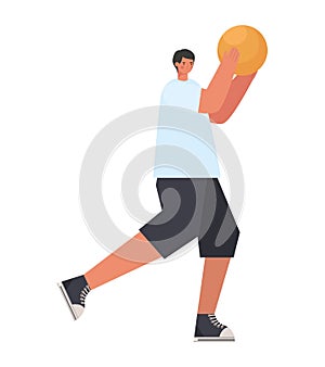 man playing basketball on a white background