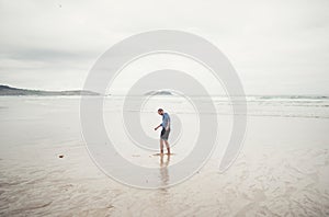Man playing on the beach