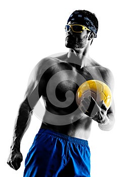 Man playing beach volley silhouette