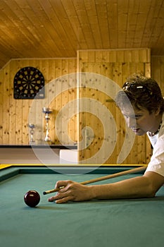 Man playing billiard