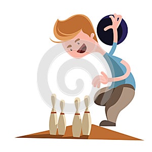 Man playing bowling illustration cartoon character