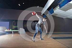 Man playing bowling