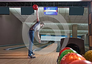 Man playing bowling