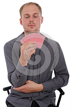 Man playing cards photo