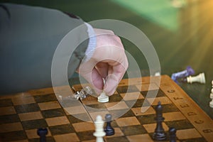 Man playing chess outdoor