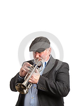 A man playing a Cornet