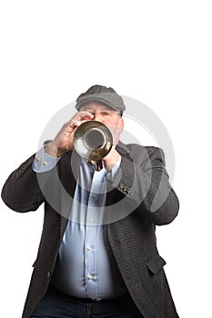 A man playing a Cornet