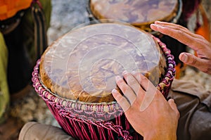 Man playing the djembe