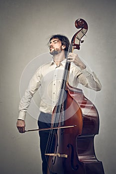 Man playing a double bass
