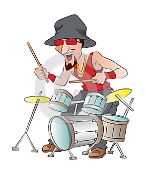 Man Playing Drums, illustration