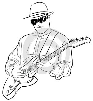 Man playing electrical guitar