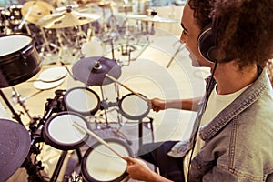 Man playing electronic drums