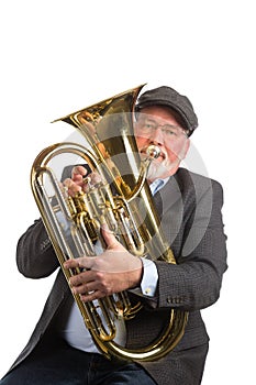 A man playing a Euphonium