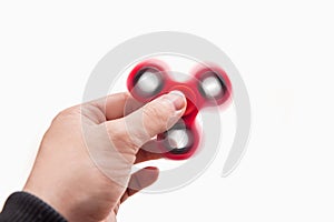 Man playing with fidget spinner